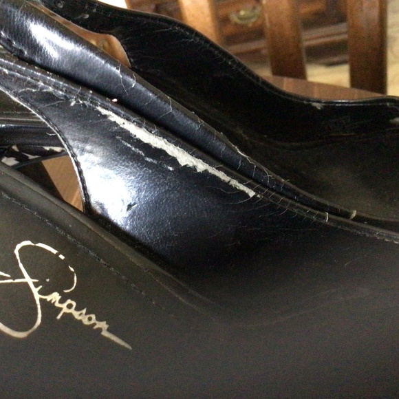 Preowned Black/White Jessica Simpson Peep toe 5’ high Size 7B - Picture 10 of 10